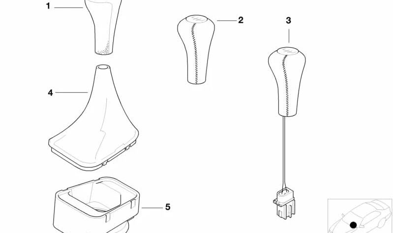 Pomo de cambio 5 marchas en cuero y madera OEM 25112229164 para BMW E36, E39, Z3. Original BMW.