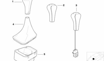 Pomo de cambio 5 marchas en cuero y madera OEM 25112229164 para BMW E36, E39, Z3. Original BMW.