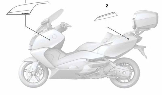 Inscripción izquierda OEM 51148555495 para BMW Motorrad C 650 GT (K19) 2012-2015. Original BMW Motorrad.