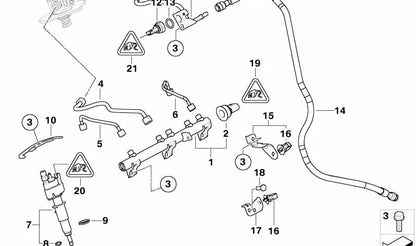 Soporte para inyector de combustible OEM 13537537318 para BMW E81, E82, E87, E88, E90, E91, E92, E93, E60, E61, F10, F11, E63, E64, F01, F02, E71, E89. Original BMW.
