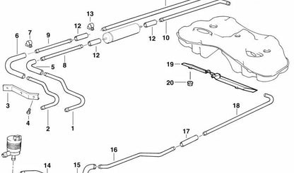 Tubería de suministro de combustible trasera para BMW E38 (OEM 16111182117). Original BMW