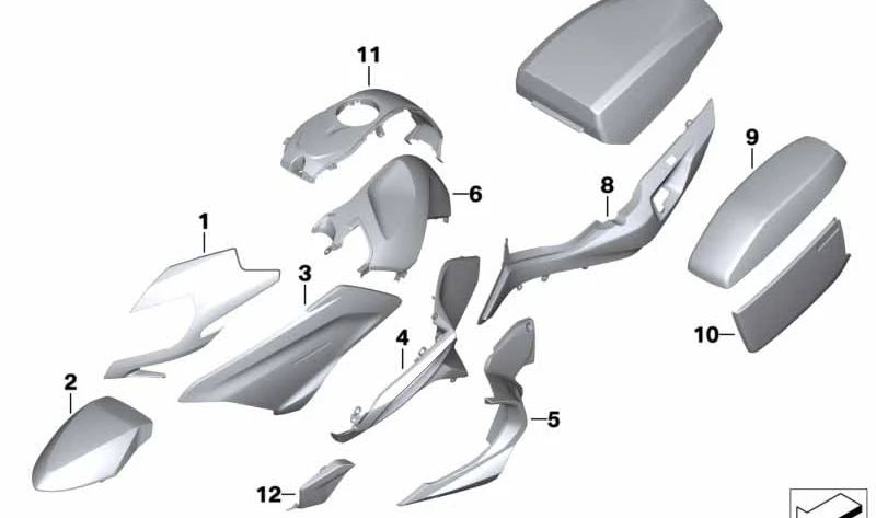 Tapa caja de radio baja OEM 46548556092 para BMW Motorrad F700GS, F800GS, R1200RT, R1250RT... y más. Original BMW Motorrad.
