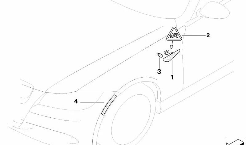 Intermitente lateral derecho OEM 63137838540 para BMW E90, E90N, E92, E92N, E93, E93N. Original BMW.