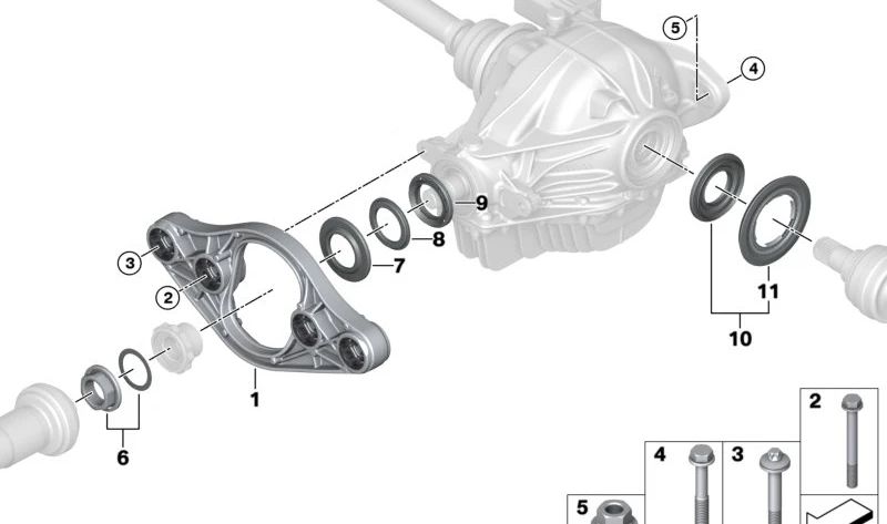 Anel de montagem do diferencial traseiro OEM 33137555749 para BMW {F20, F21, F22, F23, G42, F30, F31, F34, F35, G28, G80, F32, F33, F36, G82, G83, F10, F11, G30, G31, G38, F06, G32, F04, G11, G12, G14, G15, G16, F25, F26, E70, G05, G18, F95, E72, G06, F