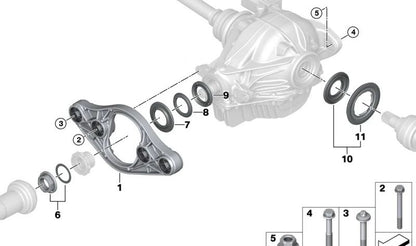 Anel de montagem do diferencial traseiro OEM 33137555749 para BMW {F20, F21, F22, F23, G42, F30, F31, F34, F35, G28, G80, F32, F33, F36, G82, G83, F10, F11, G30, G31, G38, F06, G32, F04, G11, G12, G14, G15, G16, F25, F26, E70, G05, G18, F95, E72, G06, F