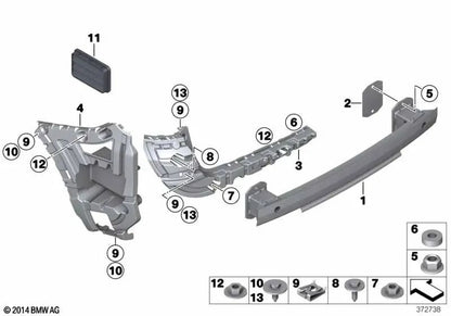 Portador de parachoques trasero OEM 51127369197 para BMW X3 F25, X4 F26. Original BMW.