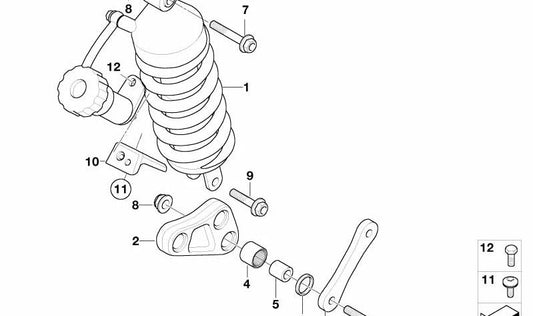 OEM rear tensioner arm 33537658580 for BMW Motorrad F 650 Cs (FK14) models 0174 and 0177. Compatible with production from 2001 to 2005. Original BMW Motorrad.