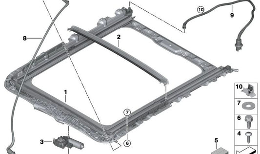 Kit de piezas pequeñas OEM 54107011166 para BMW Serie 3 G21, G28 (318d, 316d, 318i) con techo panorámico eléctrico. Compatible con modelos desde 2019 hasta 2027. Original BMW.