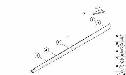 Moldura lateral derecha imprimada OEM 51712693226 para BMW E46. Original BMW.