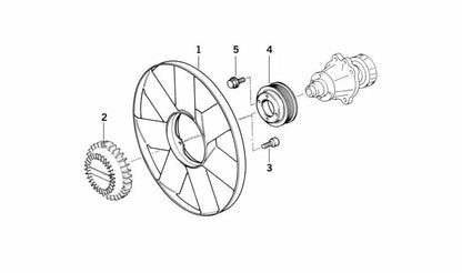 Ventilador de motor 7 aspas OEM 11522243303 para BMW E30, E36, E46, E34, E39, E38, E53. Diámetro 420mm. Original BMW.