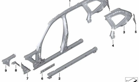 Colonna di rinforzo C lato sinistro OEM 41007488109 per BMW G21. BMW originale.