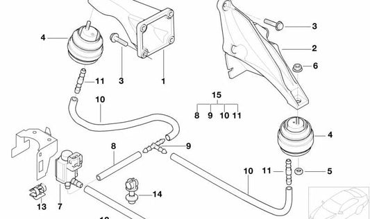 Soporte motor derecho OEM 22111092426 para BMW E39. Original BMW.