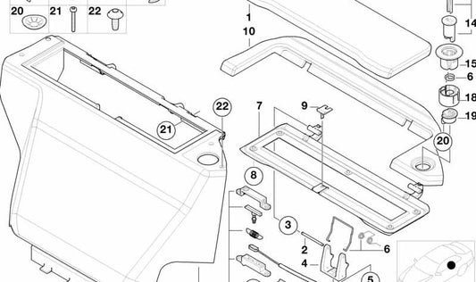 Tapa embellecedora cerradura OEM 51477007049 para BMW E52 Z8. Original BMW.