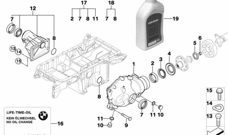 Front Differential Support OEM 31537500850 für BMW E46. Original BMW.