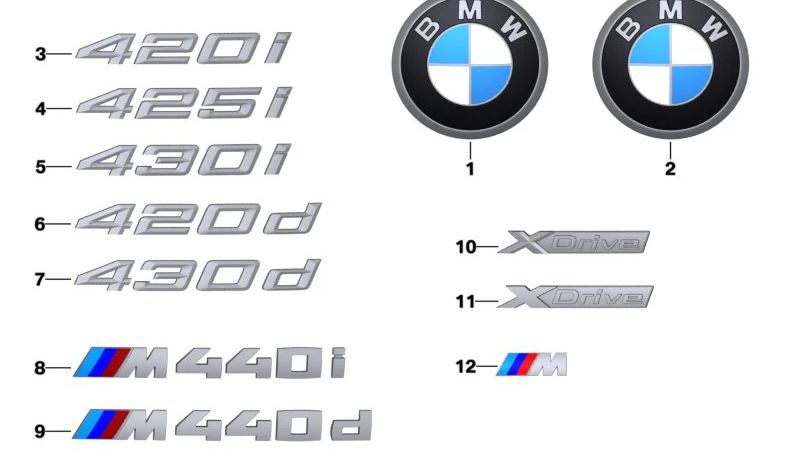 Emblema "xDrive" OEM 51149463149 para BMW G22, G22N, G23, G23N. Original BMW.