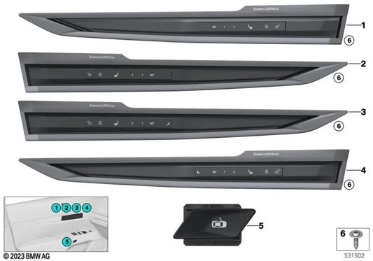 Interruttore di blocco centrale centralizzato per la BMW 7 G70, G73 (OEM 61315A205F0). BMW originale.