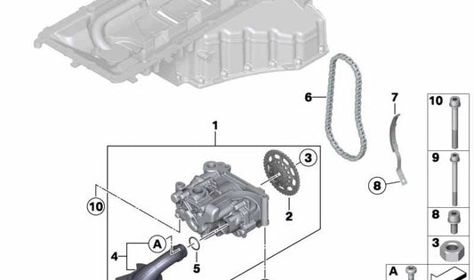 Tornillo ISA M8X90 OEM 07129906158 para BMW F10, F06, F12, F13. Pieza original BMW. Ideal para fijaciones en sistemas de aceite y otros componentes del motor.