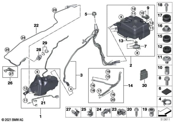 Depósito SCR pasivo para BMW F22N, F23N (OEM 16197407239). Original BMW
