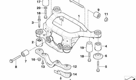 Brazo de suspensión trasero OEM 33321095990 para BMW E46. Original BMW.