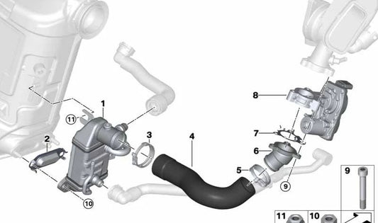 Radiador de gases de escape baja presión OEM 11718576809 para MINI F56, F55, Clubman F54, Countryman F60... y más. Original MINI.