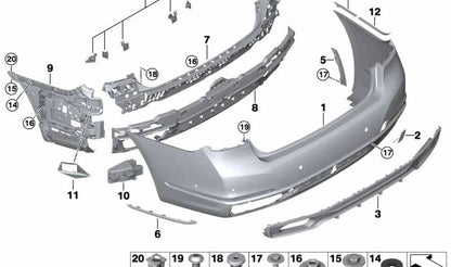 Moldura trasera derecha OEM 51127478360 para BMW Serie 7 {G11, G12}. Original BMW.