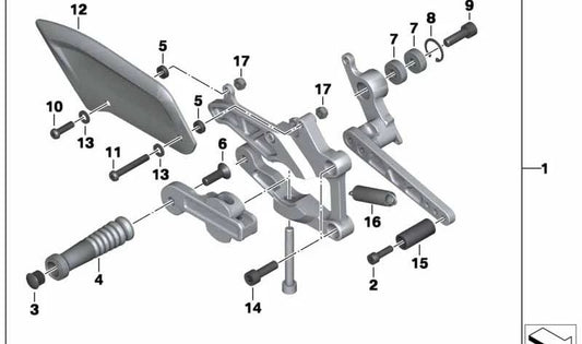 REST esquerdo e direito e OEM direito 77257724570 para BMW HP4 (K42) 09/2011-07/2014 Motocicletas. BMW Motorrad original.