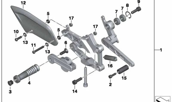 Reposa-pies izquierdo y derecho OEM 77257724570 para motos BMW HP4 (K42) 09/2011-07/2014. Original BMW Motorrad.