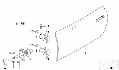 Bisagra puerta delantera inferior izquierda OEM 41511960205 para BMW Serie 3 E36. Repuesto original BMW.