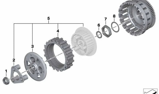 Paquete de embrague OEM 21215A6F9A8 para motos BMW R1200GS, R1250GS, R1200RT, R1250RT... y más. Original BMW Motorrad.
