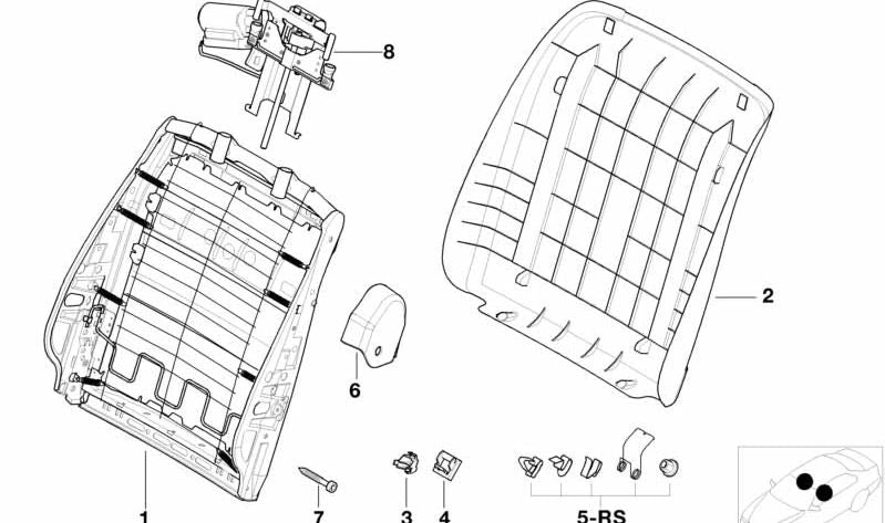 Respaldo de cuero sintético OEM 52107000927 para BMW E39, E38. Original BMW.