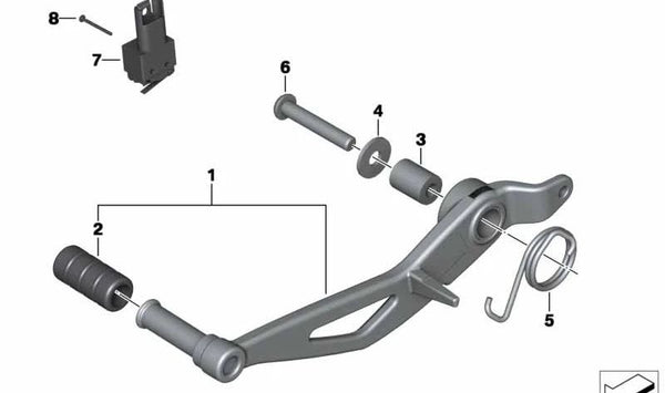 Pedal de freno trasero OEM 46718558495 para motos BMW R nineT, R nineT Pure, R nineT Racer. Original BMW Motorrad.