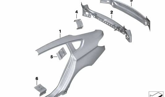 Rear outer casing (Heckverkleidung) OEM 41347238567 for BMW F07 (5 Series GT). Genuine BMW.