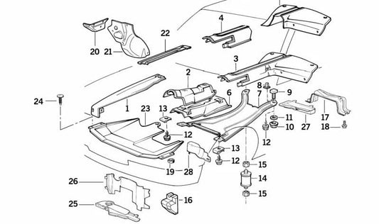 Isulador térmico Túnel central OEM 51488181381 para BMW E34 (518i, 520i). Peça original da BMW.