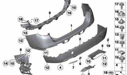Revestimiento parachoques trasero inferior para BMW E84 (OEM 51127345041). Original BMW.