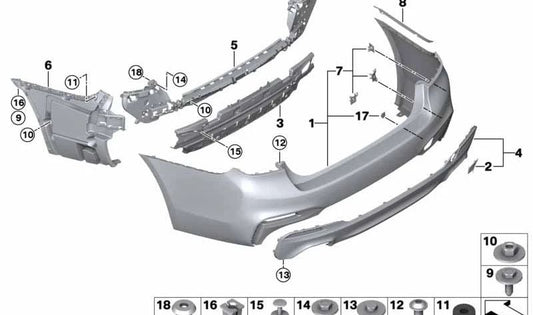 Guide central arrière pour BMW G31 (OEM 51128067764). BMW d'origine.