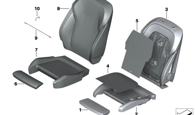 Espuma asiento ventilado OEM 52106994376 para BMW G01, G01N, G02, G02N, G22, G22N, G23N, G26, G26E, G26F, G26N. Pieza original BMW.