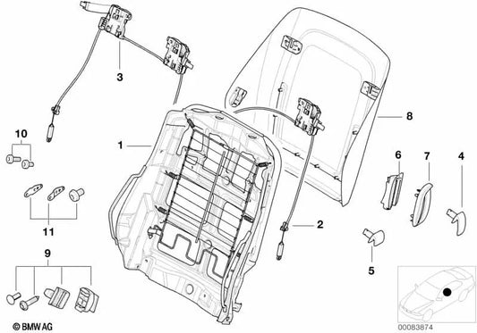 Rückwand mit Netzwerktasche für BMW E63, E63N (OEM 52107158669). Original BMW