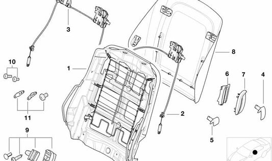 Painel traseiro com bolso de malha para BMW E63, E63N (OEM 52107173540). BMW original