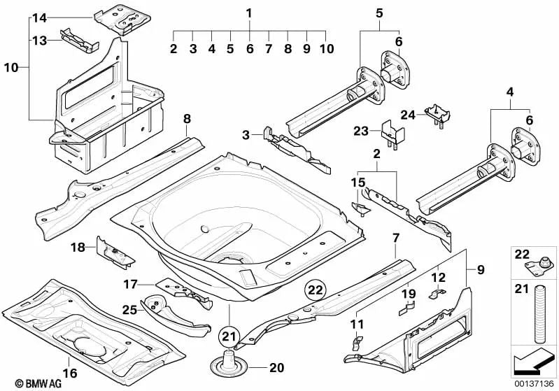Rechtsgründe für BMW 5 E60 -Serie, E60N (OEM 41147111222). Original BMW