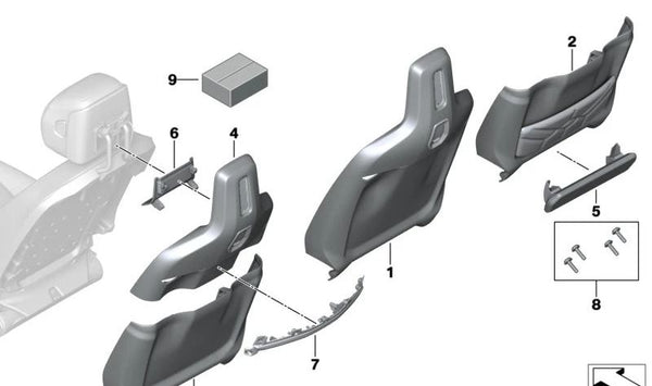 Pared trasera del asiento de confort superior para BMW G70 (OEM 52105A41D20). Original BMW