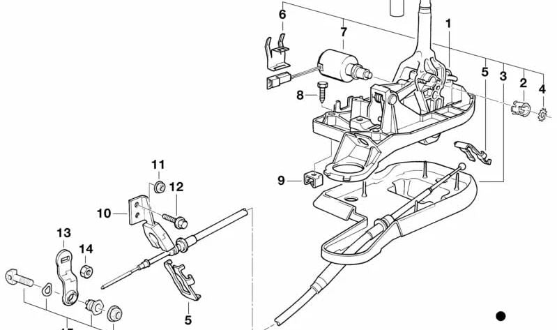 Cable selector de marchas con reducción de ruido OEM 25161422723 para BMW E46. Original BMW.