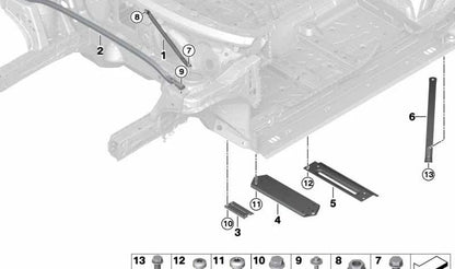Barra de torsión trasera derecha OEM 51617407056 para BMW F20, F21, F22, F23, F45, F46, F48, F39, F52, F54, F60. Original BMW.