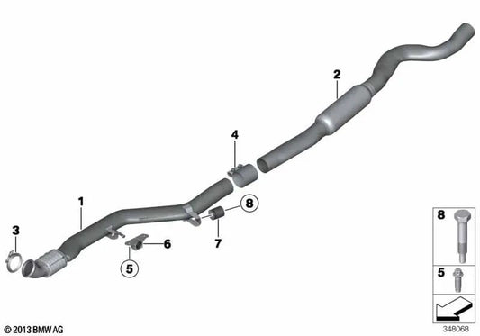 Front und mittlerer Schalldämpfer für BMW F34, F35, F35N (OEM 18308608752). Original BMW