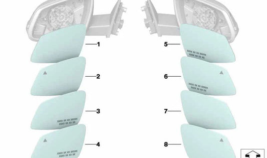Great angular heating right mirror glass 51168492912 for BMW G29. Original BMW.