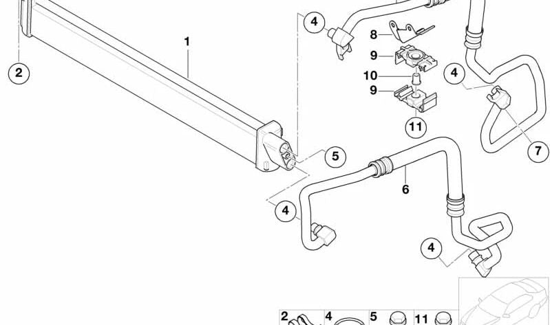 Radiador de óleo do motor para BMW Série 7 E65, E66 (OEM 17217553667). BMW originais.