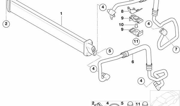 Enfriador de aceite del motor para BMW Serie 7 E65, E66 (OEM 17217553667). Original BMW.