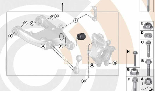 Kit de reparo Rotula OEM 33322450894 para BMW F07, F10, F11, F06, F12, F13, F04. BMW original.