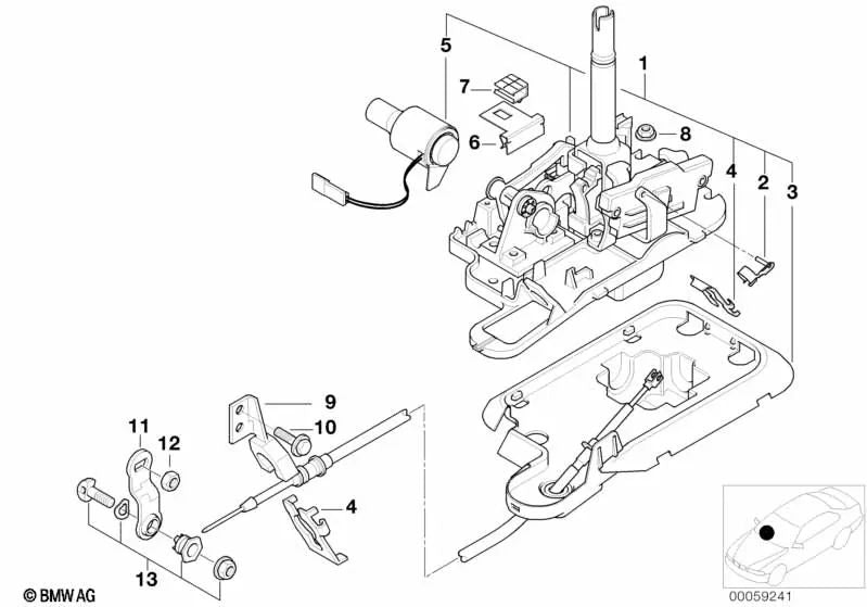 Mando de cable amortiguador de ruido OEM 25161422981 para BMW Serie 3 E46 (320i) 1998-2001. Original BMW.