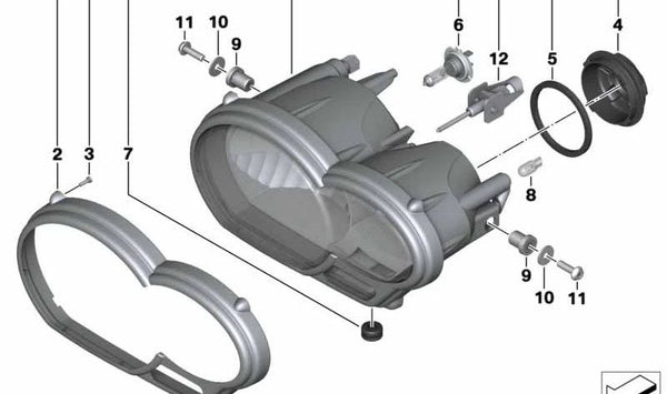 Adorno de faro OEM 63127666758 para motos BMW R 1200 GS, R 1200 GS Adventure. Original BMW Motorrad.