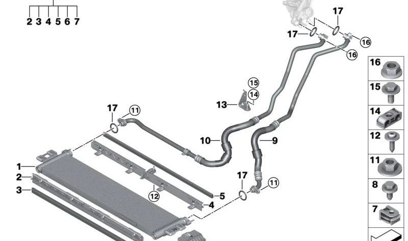 Return pipe for BMW 2 Series G87, 3 Series G80, G81, 4 Series G82, G83 (OEM 17228848389). Original BMW